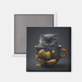 ティーカップに入った猫 マグネット (正面/裏面)