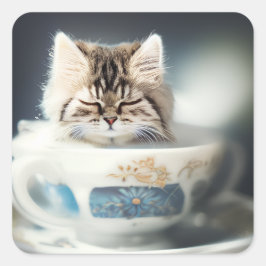 ティーカップに入った猫 | Teacup Catスタンプの子猫 スクエアシール