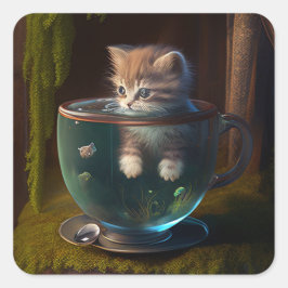 ティーカップに入った猫 | Teacup Catスタンプの子猫 スクエアシール