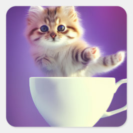 ティーカップに入った猫 | Teacup Catスタンプの子猫 スクエアシール