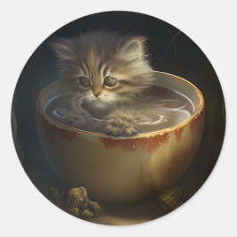 ティーカップに入った猫 | Teacup Catスタンプの子猫 ラウンドシール