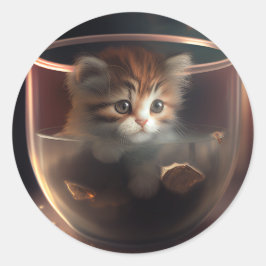 ティーカップに入った猫 | Teacup Catスタンプの子猫 ラウンドシール