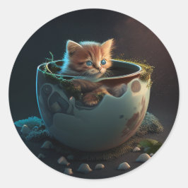 ティーカップに入った猫 | Teacup Catスタンプの子猫 ラウンドシール