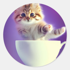 ティーカップに入った猫 | Teacup Catスタンプの子猫 ラウンドシール