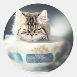 ティーカップに入った猫 | Teacup Catスタンプの子猫 ラウンドシール