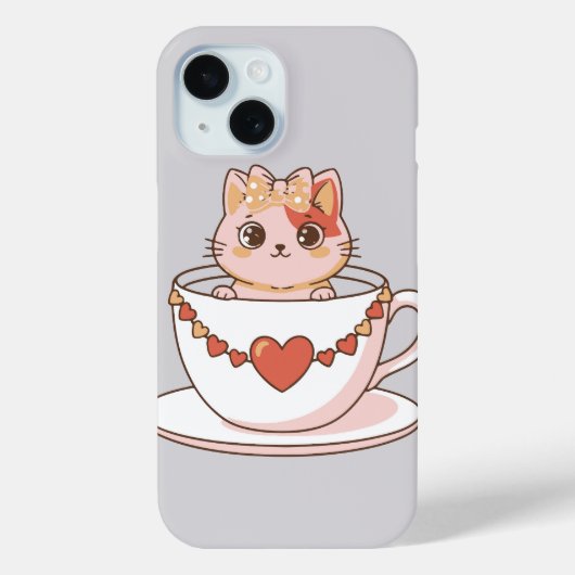 ティーカップのかわいい子猫 Case-Mate iPhoneケース (裏面)