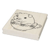 ティーカップのカラーページでかわいい子豚 ラバースタンプ (スタンプ)