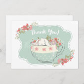 ティーカップのサンキューカードの少しバニー サンキューカード (正面/裏面)