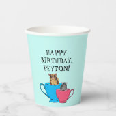 ティーカップのシュガーグライダーカスタムバースデーパーティー 紙コップ (正面)