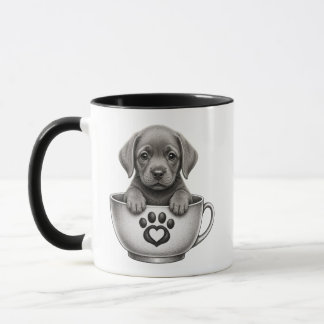 ティーカップのシルバーラブラドールレトリバーの子犬 マグカップ