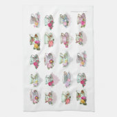 ティーカップのティーカップのピンクのバラの花のティーカップ キッチンタオル (縦)