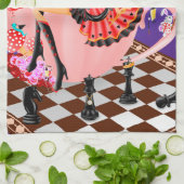 ティーカップのティータオルに入ったクイーン キッチンタオル (折り畳み)