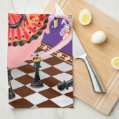 ティーカップのティータオルに入ったクイーン キッチンタオル (四つ折り)