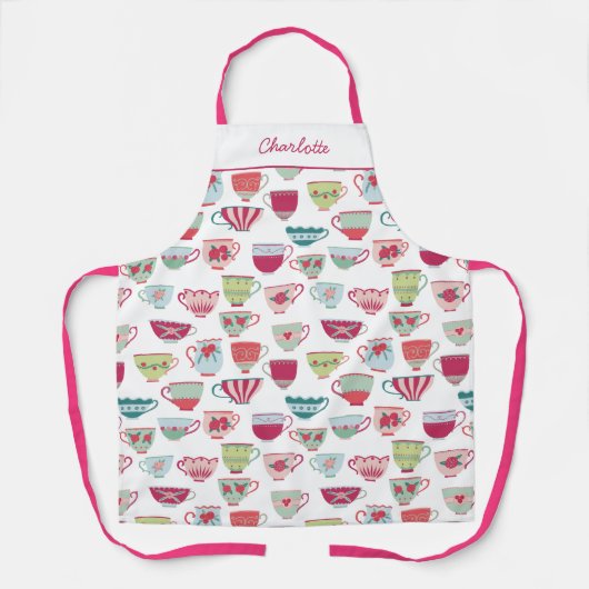 ティーカップのパタパーソナライズされたーン エプロン (正面)