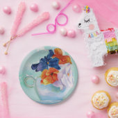 ティーカップのパンジー紙プレート ペーパープレート (パーティー)