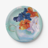 ティーカップのパンジー紙プレート ペーパープレート (正面)