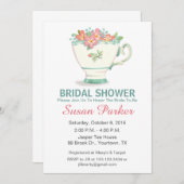 ティーカップのブライダルシャワーの招待状 招待状 (正面/裏面)