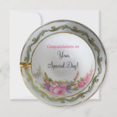 ティーカップのブライダルシャワーの結婚式の招待状 カード (正面)