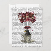 ティーカップのブラックバード ポストカード (正面/裏面)