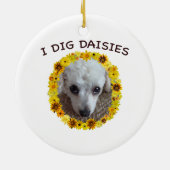 ティーカップのプードル犬はデイジーを掘ります セラミックオーナメント (裏面)