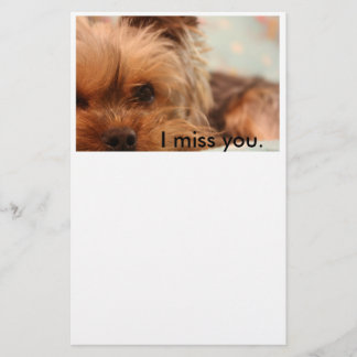 ティーカップのヨークシャの子犬の文房具 便箋