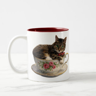 ティーカップの中のトラ猫 ツートーンマグカップ