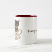 ティーカップの中のトラ猫 ツートーンマグカップ (中央)
