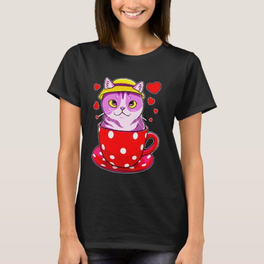 ティーカップの中の子猫 Tシャツ (正面)
