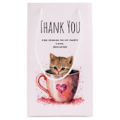 ティーカップの子猫とハートパーティーありがとう スモールペーパーバッグ (裏面)