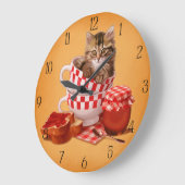 ティーカップの子猫 ラージ壁時計 (傾斜)