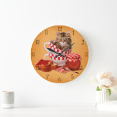 ティーカップの子猫 ラージ壁時計 (ホーム)
