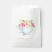 ティーカップの水彩花束 ブライダルシャワーの贈り物 フェイバーバッグ (正面)