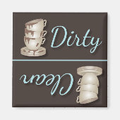 ティーカップの汚い冷蔵庫またはクリーン冷蔵庫の磁石 マグネット (正面)