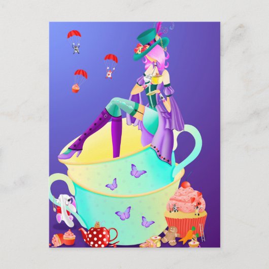 ティーカップの淑女のポストカード ポストカード (正面)