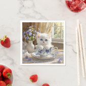 ティーカップの白い子猫 スタンダードカクテルナプキン (インサイチュ)