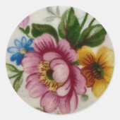 ティーカップの花束ステッカー ラウンドシール (正面)