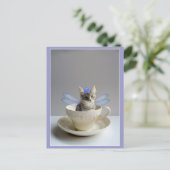 ティーカップの郵便はがきのかわいい子ネコ ポストカード (スタンド正面)