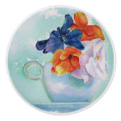 ティーカップの陶磁器のノブのパンジー セラミックノブ (正面)