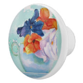 ティーカップの陶磁器のノブのパンジー セラミックノブ (右)