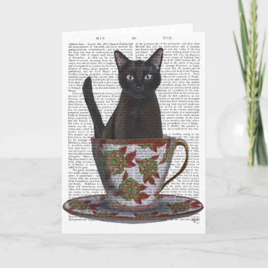 ティーカップの黒猫 カード (正面)