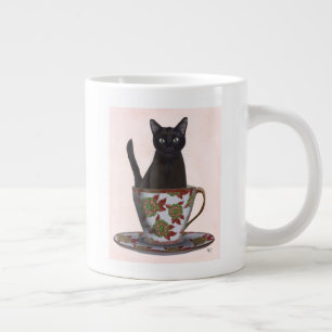ティーカップの黒猫 ジャンボコーヒーマグカップ