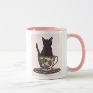 ティーカップの黒猫 マグカップ
