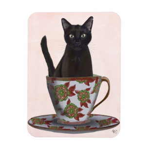 ティーカップの黒猫 マグネット