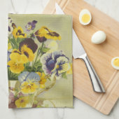 ティーカップの1187本のパンジー キッチンタオル (四つ折り)