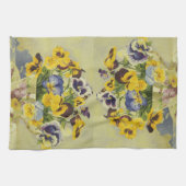 ティーカップの1187本のパンジー キッチンタオル (横)