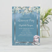 ティーカップほこりっぽい青い花 招待状 (スタンド正面)