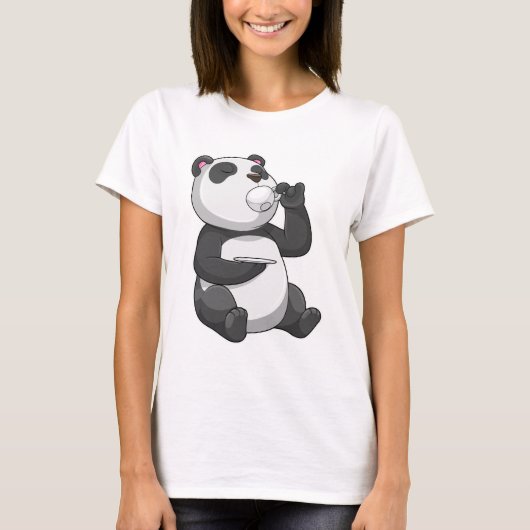 ティーカップを持つパンダ Tシャツ (正面)