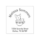 ティーカップアーチアドレスのキツネ ラバースタンプ (インプリント)