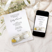 ティーカップイエローデイジー結婚ズリハーサルディナー 招待状