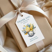 ティーカップイエローブルーフラワーズ100誕生日 ギフトタグ